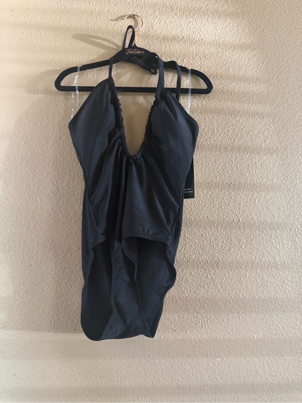 No Boundaries Black One-Piece Halter Swimsuit